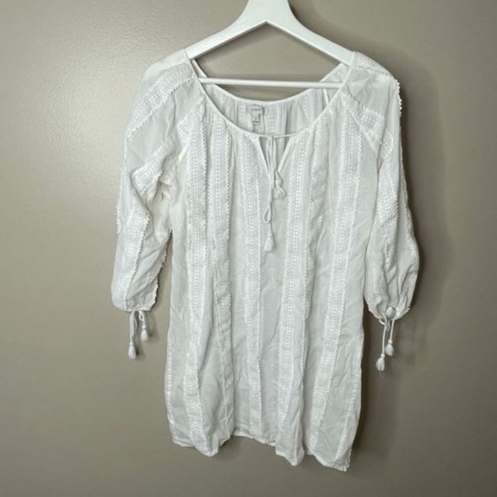 J.‎ Crew White Eyelet Tunic Blouse